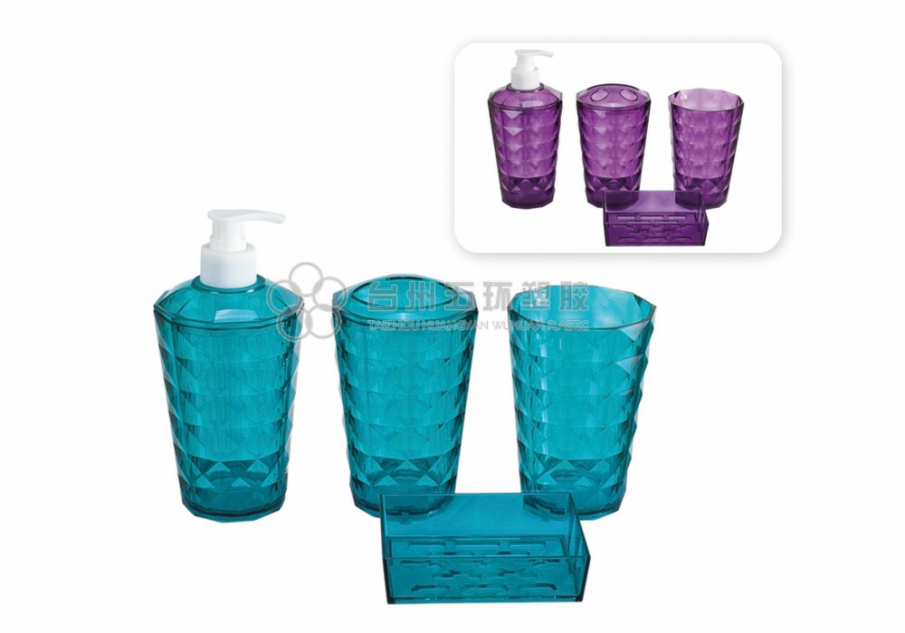 Blue Plastic Bathroom 4 Piece Sets