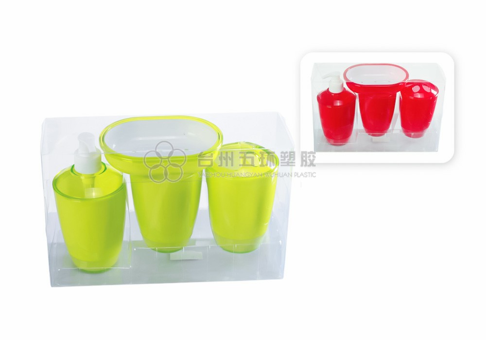 Latest Fashion Design Transparent Color Plastic Bathroom Sets