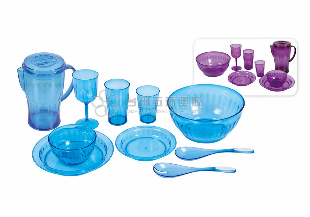 Plastic Blue Transparent Tableware Set