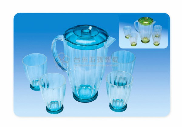 Plastic Pitcher Set With 4 Tumblers Cups